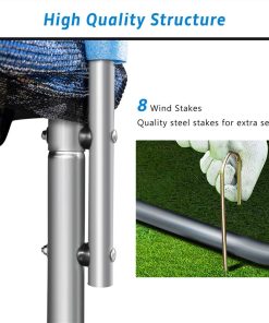 12FT Trampoline For Kids With Safety Enclosure Net, Ladder And 8 Wind Stakes, Round Outdoor Recreational Trampoline - Blue -rockbros-shop 12FT Trampoline for Kids with Safety Enclosure Net Ladder and 8 Wind Stakes Round Outdoor Recreational Trampoline 455339 5