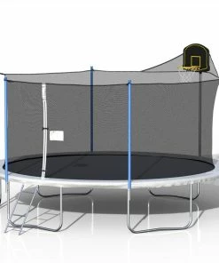 16FT Trampoline With 360-degree Safety Net, Ladder And Basketball Hook - Blue 10 16FT Trampoline With 360-degree Safety Net, Ladder And Basketball Hook - Blue -rockbros-shop 16FT TRAMPOLINE 455353 2