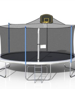 16FT Trampoline With 360-degree Safety Net, Ladder And Basketball Hook - Blue 5 16FT Trampoline With 360-degree Safety Net, Ladder And Basketball Hook - Blue -rockbros-shop 16FT TRAMPOLINE 455353 3