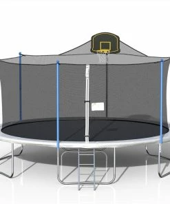 16FT Trampoline With 360-degree Safety Net, Ladder And Basketball Hook - Blue 11 16FT Trampoline With 360-degree Safety Net, Ladder And Basketball Hook - Blue -rockbros-shop 16FT TRAMPOLINE 455353 3