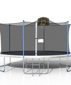 16FT Trampoline With 360-degree Safety Net, Ladder And Basketball Hook - Blue 6 16FT Trampoline With 360-degree Safety Net, Ladder And Basketball Hook - Blue -rockbros-shop 16FT TRAMPOLINE 455353 4