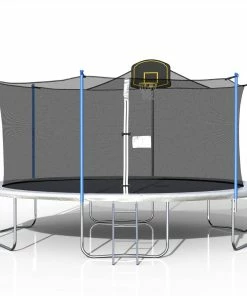 16FT Trampoline With 360-degree Safety Net, Ladder And Basketball Hook - Blue 12 16FT Trampoline With 360-degree Safety Net, Ladder And Basketball Hook - Blue -rockbros-shop 16FT TRAMPOLINE 455353 4