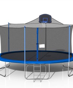 16FT Trampoline For Kids With 360-degree Safety Net, Ladder And Basketball Hook - Blue -rockbros-shop 16FT TRAMPOLINE BLUE 455350 2