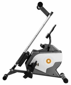 Folding Rowing Machine LCD Display Tablet Shelf 8 Levels Resistance Smooth Belt Drive Max Load 120kg Cardio Workout Indoor Exercise Training Fitness - Grey