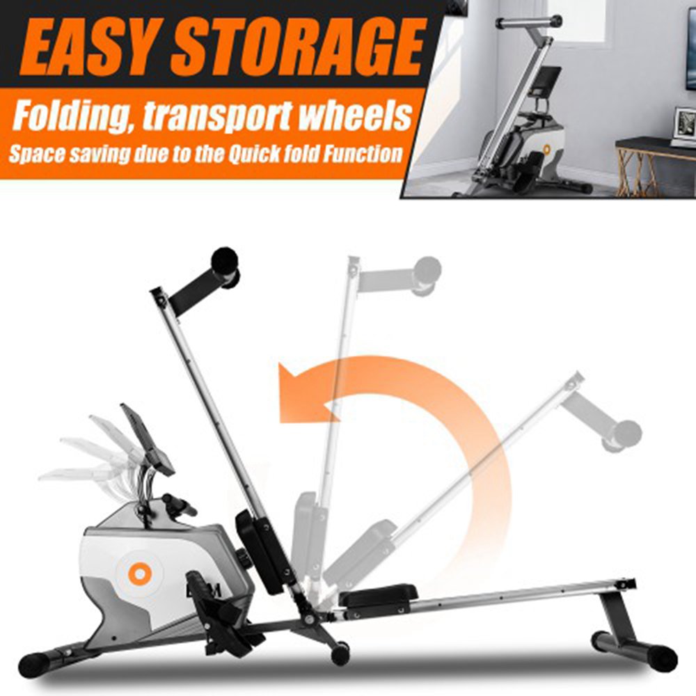 Folding Rowing Machine LCD Display Tablet Shelf 8 Levels Resistance Smooth belt drive Max Load 120kg Cardio Workout Indoor Exercise Training Fitness - Grey Folding Rowing Machine LCD Display Tablet Shelf 8 Levels Resistance Smooth Belt Drive Max Load 120kg Cardio Workout Indoor Exercise Training Fitness - Grey -rockbros-shop 2019 Folding Fitness Rowing Machine Grey 902222