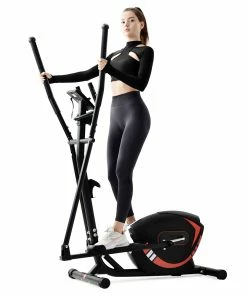 Merax Indoor Ergonomic Exercise Bike Elliptical Machine 8-level Resistance Adjustment Magnetic Brake System Non-slip Pedal LCD Display Maximum Load 120kg - Red -rockbros-shop 29f956d7b4f144c1a1cfe67aca7fbecb 475037 5