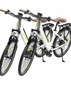 2PCS ELEGLIDE T1 STEP-THRU Electric Trekking Bike 27.5 Inch CST Tires 36V 12.5AH Battery 250W Brushless Motor Shimano 7 Gears Max Speed 25Km/h Max Range 100KM Max Load 120KG IPX4 Waterproof Dual Disk BrakeTrekking E-Bike - White