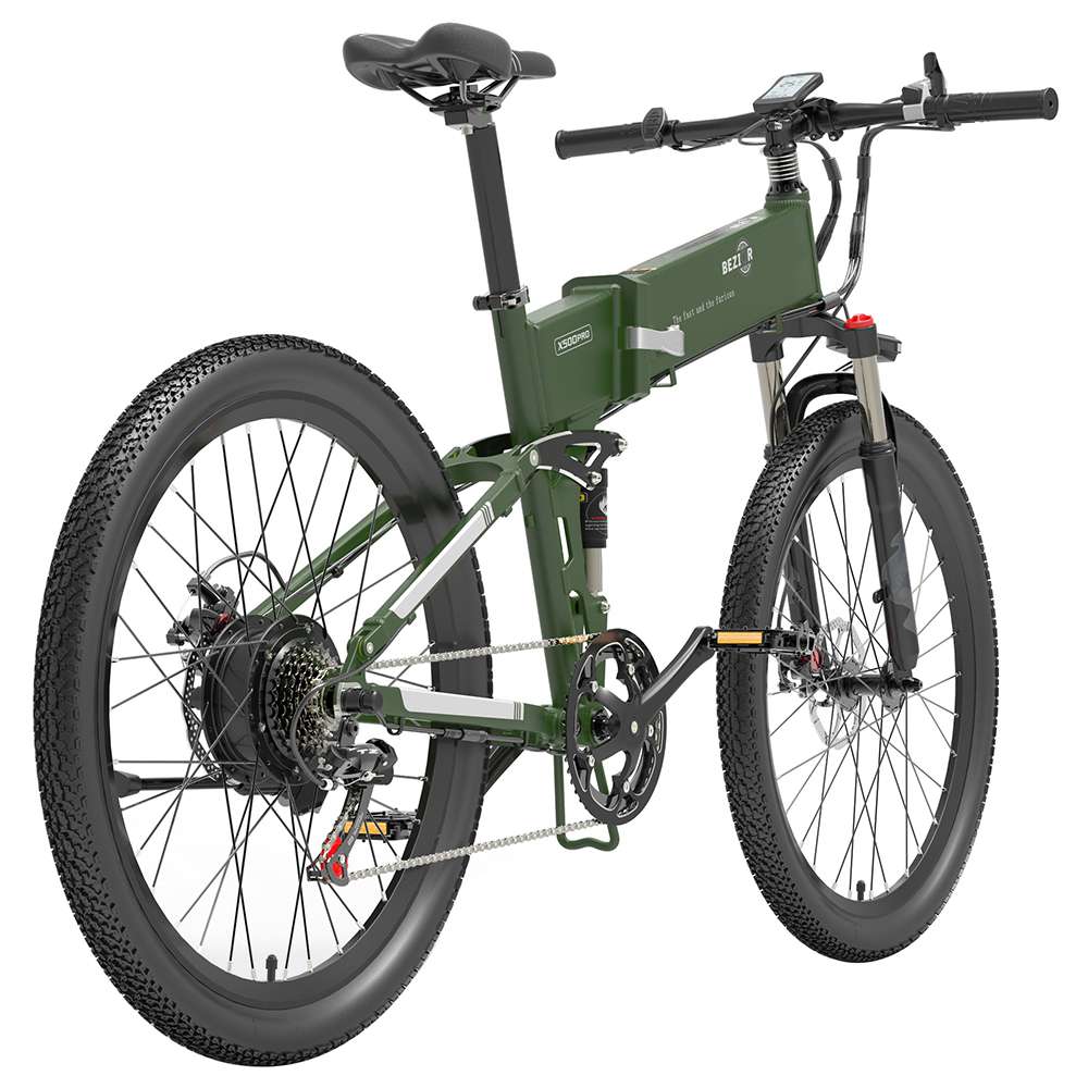 BEZIOR X500 Pro Folding Electric Bike Bicycle 26 Inch Tire 500W Motor Max Speed 30Km/h 48V 10.4Ah Battery Aluminum Alloy Frame Shimano 7-Speed Shift 100KM Power-Assisted Range LCD Display IP54 Waterproof Max Load 200KG - Army Green BEZIOR X500 Pro Folding Electric Bike Bicycle 26 Inch Tire 500W Motor Max Speed 30Km/h 48V 10.4Ah Battery Aluminum Alloy Frame Shimano 7-Speed Shift 100KM Power-Assisted Range LCD Display IP54 Waterproof Max Load 200KG - Army Green -rockbros-shop 3055dc5263c94913a78ec954dde39de7 519193 3