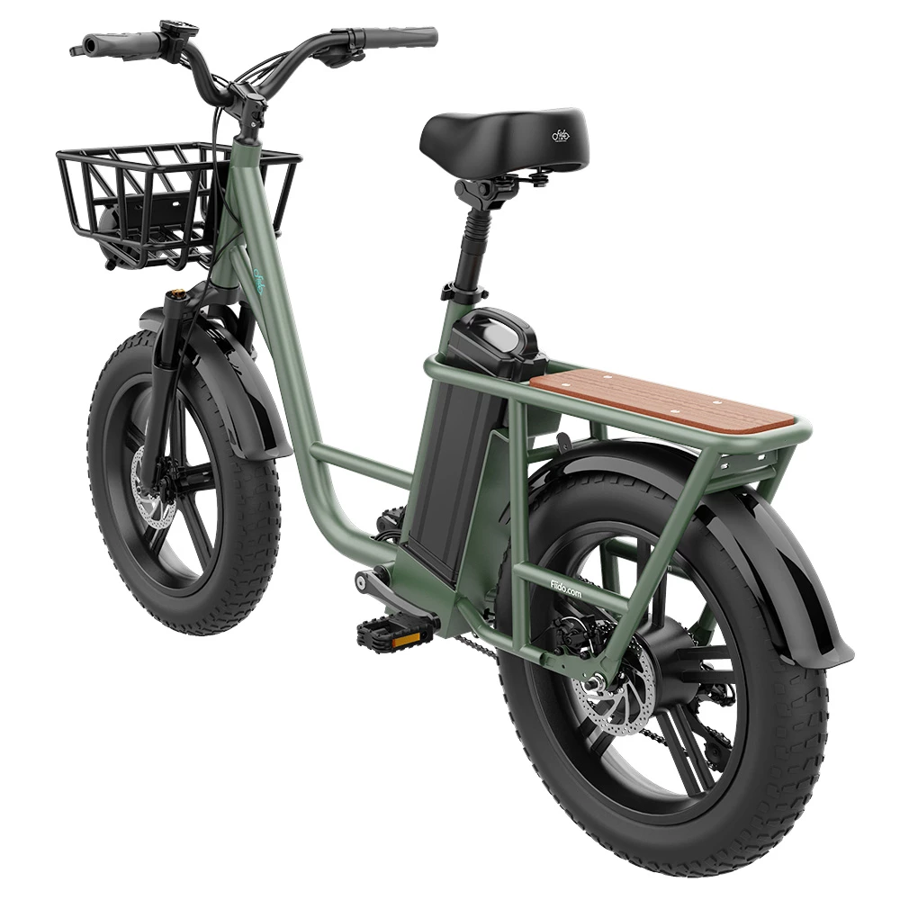 FIIDO T1 Cargo Electric Bike 20*4.0 Inch Fat Tires 750W Power 50Km/h Max Speed 48V 20AH Lithium Battery 150KM Range Shock Absorber - Green 4 FIIDO T1 Cargo Electric Bike 20*4.0 Inch Fat Tires 750W Power 50Km/h Max Speed 48V 20AH Lithium Battery 150KM Range Shock Absorber - Green - Image 2