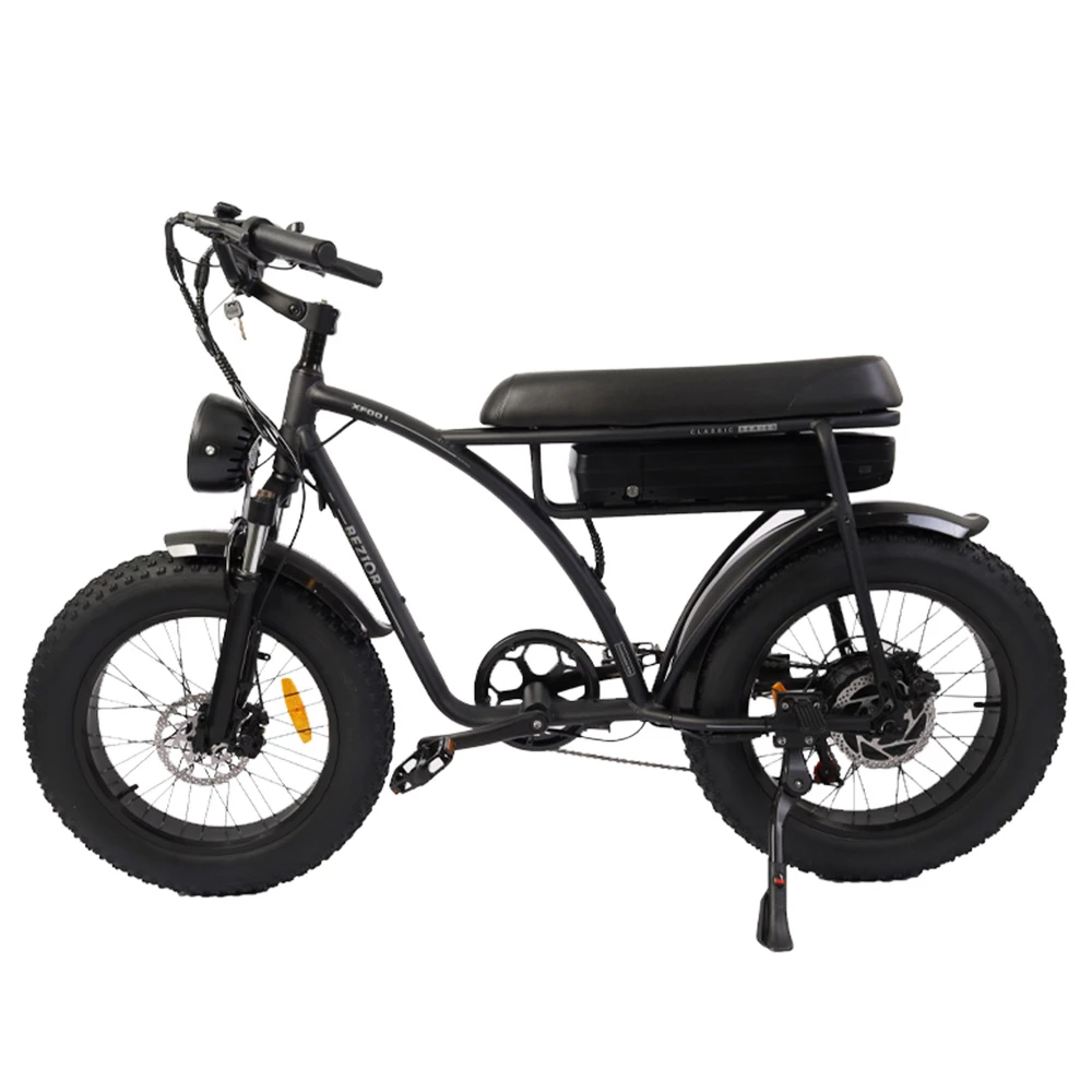 BEZIOR XF001 Retro Electric Bike 20*4.0 Inch Fat Tires 1000W Motor 12.5Ah 48V Battery 45Km/h Max Speed 120kg Max Load Shimano 7-Speed Dual Mechanical Disc Brakes Front & Rear Suspension Fork LCD Display - Black 5 BEZIOR XF001 Retro Electric Bike 20*4.0 Inch Fat Tires 1000W Motor 12.5Ah 48V Battery 45Km/h Max Speed 120kg Max Load Shimano 7-Speed Dual Mechanical Disc Brakes Front & Rear Suspension Fork LCD Display - Black - Image 3
