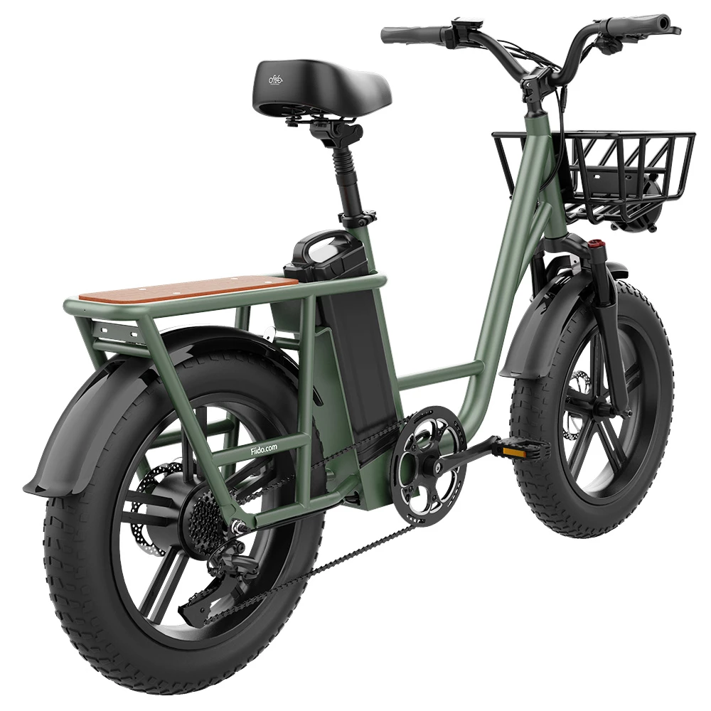 FIIDO T1 Cargo Electric Bike 20*4.0 Inch Fat Tires 750W Power 50Km/h Max Speed 48V 20AH Lithium Battery 150KM Range Shock Absorber - Green 8 FIIDO T1 Cargo Electric Bike 20*4.0 Inch Fat Tires 750W Power 50Km/h Max Speed 48V 20AH Lithium Battery 150KM Range Shock Absorber - Green - Image 6