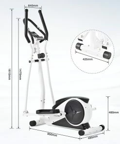 Merax Indoor Ergonomic Exercise Bike Elliptical Machine 8-level Resistance Adjustment Non-slip Pedal LCD Display Maximum Load 120kg - White -rockbros-shop 50615121592a42f890a0cd1f1afea267 475039 4