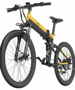 BEZIOR X500 Pro Folding Electric Bike Bicycle 26 Inch Tire 500W Motor Max Speed 30Km/h 48V 10.4Ah Battery Aluminum Alloy Frame Shimano 7-Speed Shift 100KM Power-Assisted Range LCD Display IP54 Waterproof Max Load 200KG - Black & Yellow