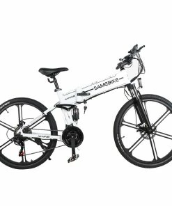 Samebike LO26-II Portable Folding Smart Electric Moped Bike 500W Motor Max 35km/h 26 Inch Tire - White