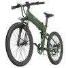 BEZIOR X500 Pro Folding Electric Bike Bicycle 26 Inch Tire 500W Motor Max Speed 30Km/h 48V 10.4Ah Battery Aluminum Alloy Frame Shimano 7-Speed Shift 100KM Power-Assisted Range LCD Display IP54 Waterproof Max Load 200KG - Army Green