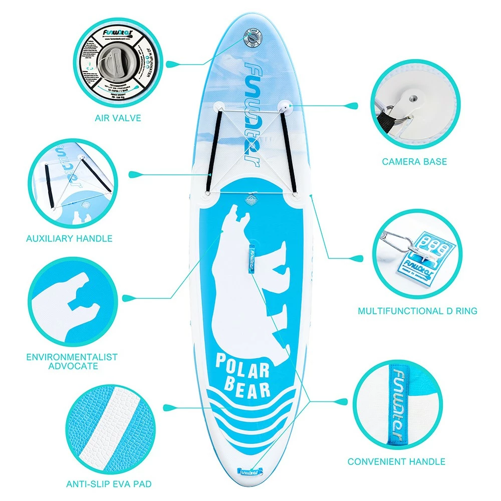 FunWater Polar Bear 320*83*15 Inch Inflatable Stand Up Paddling Board Adjustable Maximum Load 150kg 8 FunWater Polar Bear 320*83*15 Inch Inflatable Stand Up Paddling Board Adjustable Maximum Load 150kg - Image 6