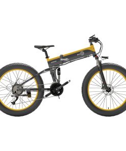 BEZIOR X1500 Folding Electric Mountain Bike 26*4.0 Inch Fat Tires 12.8Ah 48V 1500W 40Km/h 100KM Mileage Max Load 200KG Shimano 27-Speed Shifter - Black Yellow -rockbros-shop 95cfe8f9654b4761b0f88bfe6cb40596 519197 2