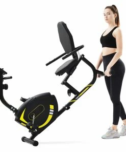 Merax Indoor Ergonomic Exercise Bike Seat Adjustment 8-level Resistance Adjustment LCD Display Maximum Load 120kg - Yellow -rockbros-shop 999954f11d0e4ccca5e2ef90a44bff58 475036 3