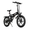 ADO A20 Electric Folding Bike 20 Inch City Bicycle 350W Hall Brushless Gear DC Motor 10.4AH Battery 25Km/h Max Speed SHIMANO 7-Speed Rear Derailleur - Black
