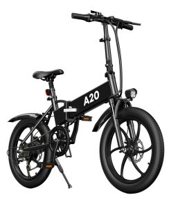 ADO A20 Electric Folding Bike 20 Inch City Bicycle 350W Hall Brushless Gear DC Motor 10.4AH Battery 25Km/h Max Speed SHIMANO 7-Speed Rear Derailleur - Black