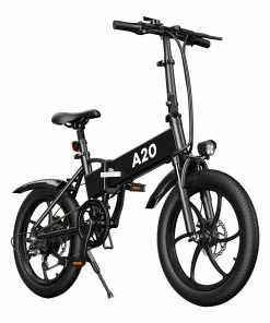 ADO A20 Electric Folding Bike 20 Inch City Bicycle 350W Hall Brushless Gear DC Motor 10.4AH Battery 25Km/h Max Speed SHIMANO 7-Speed Rear Derailleur - Black