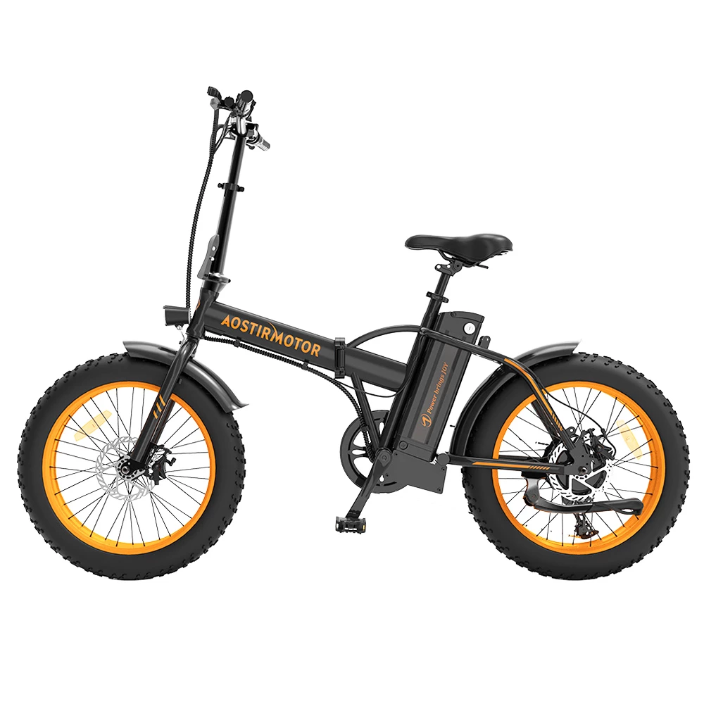 AOSTIRMOTOR A20 Folding Electric Bike 20*4.0 Fat Tire 36V 13Ah Battery 500W Motor 40km/h Max Speed - Orange 4 AOSTIRMOTOR A20 Folding Electric Bike 20*4.0 Fat Tire 36V 13Ah Battery 500W Motor 40km/h Max Speed - Orange - Image 2