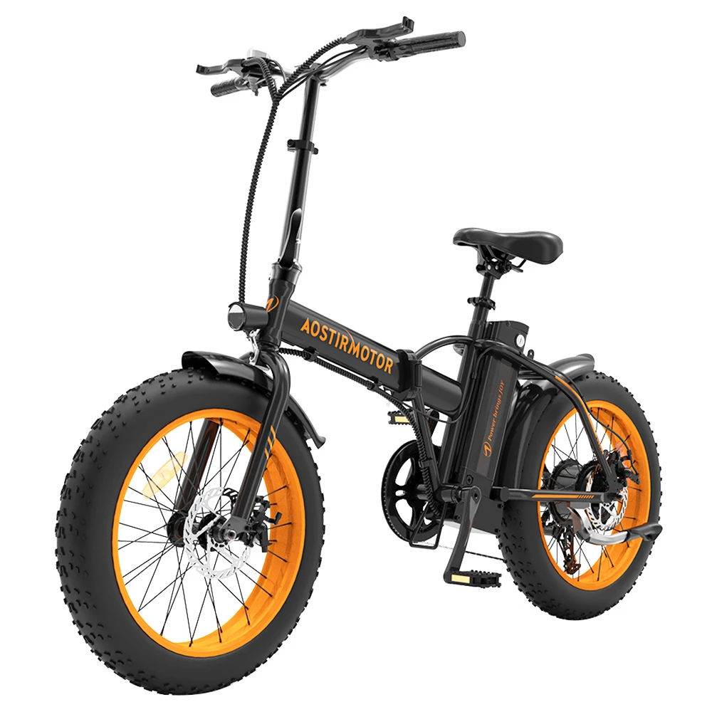 AOSTIRMOTOR A20 Folding Electric Bike 20*4.0 Fat Tire 36V 13Ah Battery 500W Motor 40km/h Max Speed - Orange 5 AOSTIRMOTOR A20 Folding Electric Bike 20*4.0 Fat Tire 36V 13Ah Battery 500W Motor 40km/h Max Speed - Orange - Image 3