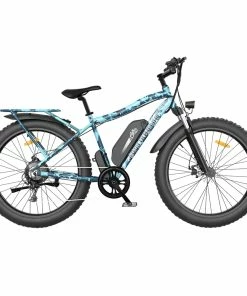 AOSTIRMOTOR S07-F Electric Bike 26*4.0'' Fat Tire 48V 13Ah Battery 750W Motor 7 Speed Shimano Gear - Ocean Blue Camo