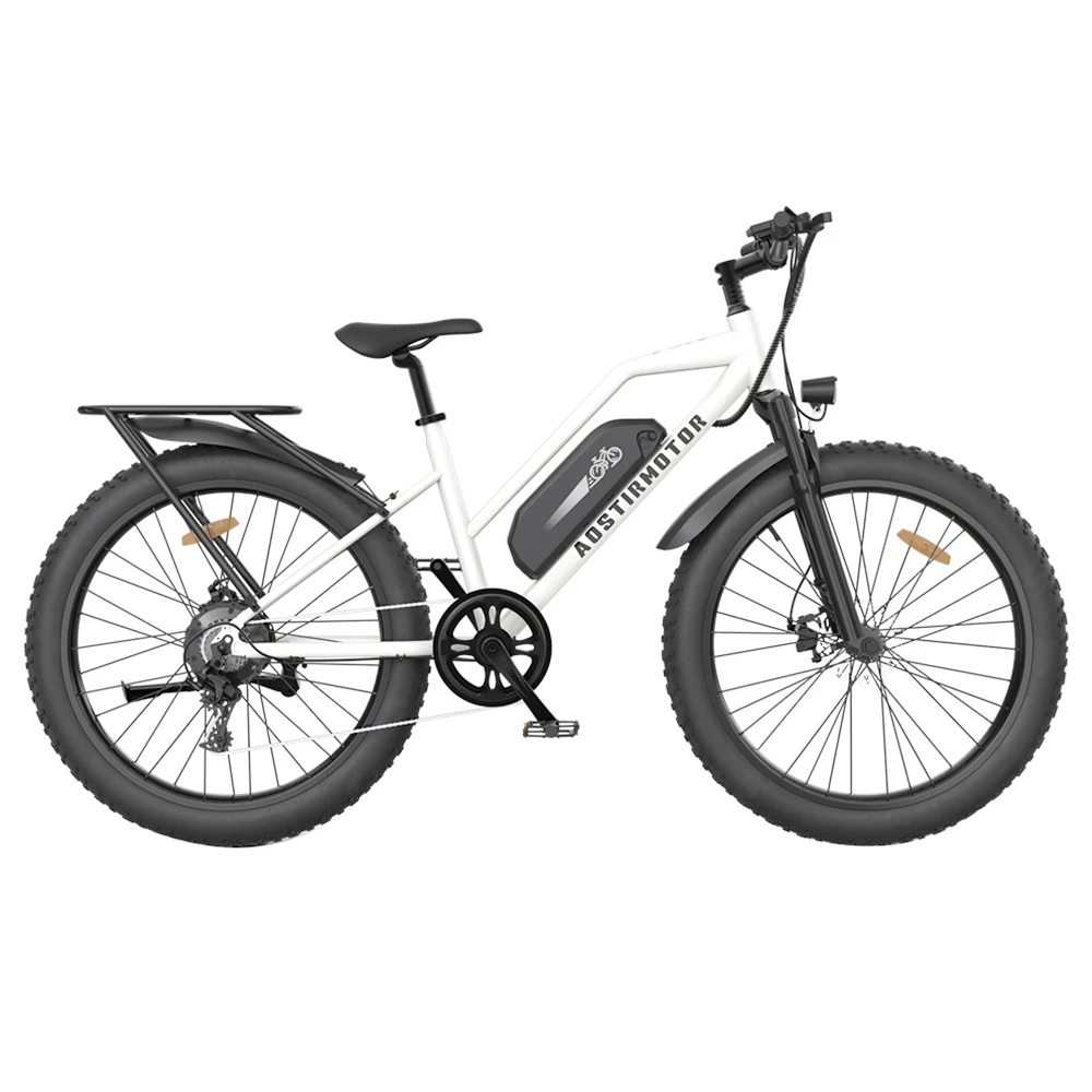 AOSTIRMOTOR S07-G Electric Bike 26*4.0 Inch Fat Tire 48V 13Ah Battery 750W Motor 45Km/h Max Speed Shimano 7-Speed Gear Dual Disc Brake - White 4 AOSTIRMOTOR S07-G Electric Bike 26*4.0 Inch Fat Tire 48V 13Ah Battery 750W Motor 45Km/h Max Speed Shimano 7-Speed Gear Dual Disc Brake - White - Image 2