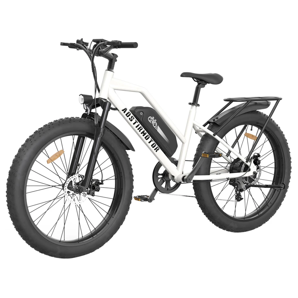 AOSTIRMOTOR S07-G Electric Bike 26*4.0 Inch Fat Tire 48V 13Ah Battery 750W Motor 45Km/h Max Speed Shimano 7-Speed Gear Dual Disc Brake - White 3 AOSTIRMOTOR S07-G Electric Bike 26*4.0 Inch Fat Tire 48V 13Ah Battery 750W Motor 45Km/h Max Speed Shimano 7-Speed Gear Dual Disc Brake - White