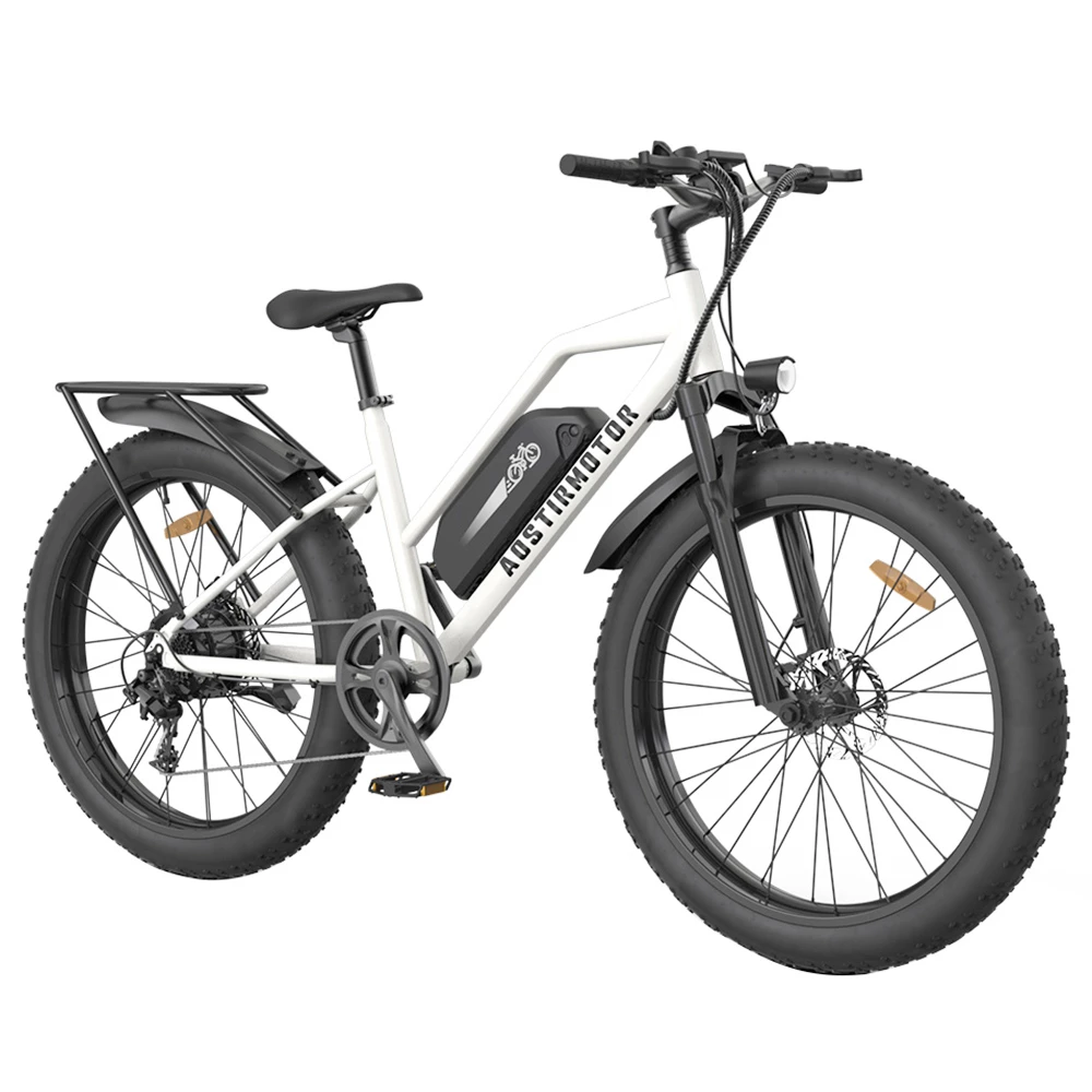 AOSTIRMOTOR S07-G Electric Bike 26*4.0 Inch Fat Tire 48V 13Ah Battery 750W Motor 45Km/h Max Speed Shimano 7-Speed Gear Dual Disc Brake - White 6 AOSTIRMOTOR S07-G Electric Bike 26*4.0 Inch Fat Tire 48V 13Ah Battery 750W Motor 45Km/h Max Speed Shimano 7-Speed Gear Dual Disc Brake - White - Image 4