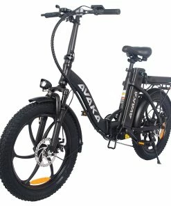 AVAKA BZ20 PLUS Electric Bike Foldable 20*3.0 Inch Fat Tires 500W Brushless Motor 25Km/h Max Speed 48V 15Ah Battery 100Km Range 120KG Max Load Dual Disc Brake Shimano 7-Speed Gear IP54 Waterproof LCD Display- IT Wheel Black -rockbros-shop AVAKA BZ20 PLUS Electric Bike One Wheel Black 514569 3