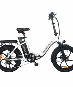 AVAKA BZ20 PLUS Electric Bike Foldable 20*3.0 Inch Fat Tires 500W Brushless Motor 25Km/h Max Speed 48V 15Ah Battery 100Km Range 120KG Max Load Dual Disc Brake Shimano 7-Speed Gear IP54 Waterproof LCD Display- IT Wheel White