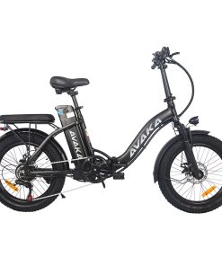 AVAKA BZ20 PLUS Electric Bike Foldable 20*3.0 Inch Fat Tires 500W Brushless Motor 25Km/h Max Speed 48V 15Ah Battery 100Km Range 120KG Max Load Dual Disc Brake Shimano 7-Speed Gear IP54 Waterproof LCD Display- FT Wheel Black