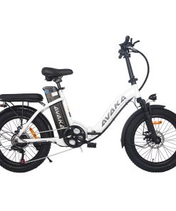 AVAKA BZ20 PLUS Electric Bike Foldable 20*3.0 Inch Fat Tires 500W Brushless Motor 25Km/h Max Speed 48V 15Ah Battery 100Km Range 120KG Max Load Dual Disc Brake Shimano 7-Speed Gear IP54 Waterproof LCD Display- FT Wheel White
