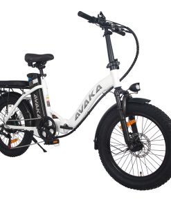 AVAKA BZ20 PLUS Electric Bike Foldable 20*3.0 Inch Fat Tires 500W Brushless Motor 25Km/h Max Speed 48V 15Ah Battery 100Km Range 120KG Max Load Dual Disc Brake Shimano 7-Speed Gear IP54 Waterproof LCD Display- FT Wheel White -rockbros-shop AVAKA BZ20 PLUS Electric Bike Spoked Wheel White 514568 2
