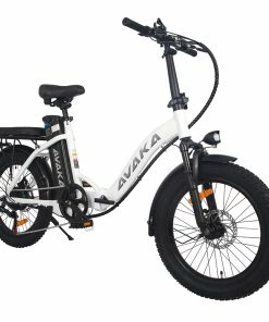 AVAKA BZ20 PLUS Electric Bike Foldable 20*3.0 Inch Fat Tires 500W Brushless Motor 25Km/h Max Speed 48V 15Ah Battery 100Km Range 120KG Max Load Dual Disc Brake Shimano 7-Speed Gear IP54 Waterproof LCD Display- FT Wheel White -rockbros-shop AVAKA BZ20 PLUS Electric Bike Spoked Wheel White 514568 2