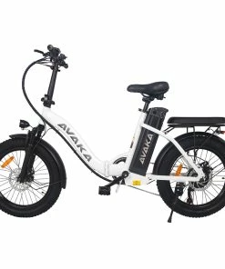 AVAKA BZ20 PLUS Electric Bike Foldable 20*3.0 Inch Fat Tires 500W Brushless Motor 25Km/h Max Speed 48V 15Ah Battery 100Km Range 120KG Max Load Dual Disc Brake Shimano 7-Speed Gear IP54 Waterproof LCD Display- FT Wheel White -rockbros-shop AVAKA BZ20 PLUS Electric Bike Spoked Wheel White 514568 3