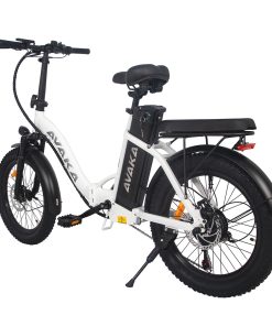 AVAKA BZ20 PLUS Electric Bike Foldable 20*3.0 Inch Fat Tires 500W Brushless Motor 25Km/h Max Speed 48V 15Ah Battery 100Km Range 120KG Max Load Dual Disc Brake Shimano 7-Speed Gear IP54 Waterproof LCD Display- FT Wheel White -rockbros-shop AVAKA BZ20 PLUS Electric Bike Spoked Wheel White 514568 4