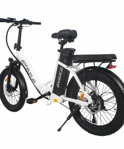 AVAKA BZ20 PLUS Electric Bike Foldable 20*3.0 Inch Fat Tires 500W Brushless Motor 25Km/h Max Speed 48V 15Ah Battery 100Km Range 120KG Max Load Dual Disc Brake Shimano 7-Speed Gear IP54 Waterproof LCD Display- FT Wheel White -rockbros-shop AVAKA BZ20 PLUS Electric Bike Spoked Wheel White 514568 4