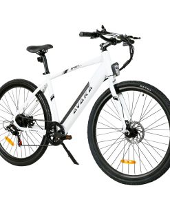 AVAKA R3 Electric Bike 700C*40C Inches Wheel 36V 350W Motor 12.5Ah Battery 32km/h Max Speed 70km Range Shimano 7-Speed Gear 120kg Load - White