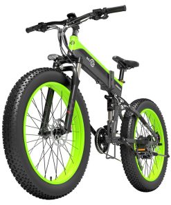 BEZIOR X1000 Folding Electric Bike Bicycle Panasonic 48V 12.8Ah Battery 1000W Motor 26 Inch Fat Tire Aluminum Alloy Frame Shimano 27-speed Shift Max Speed 40km/h IP54 100KM Power-assisted Mileage Range LCD Display IP54 Waterproof - Black Green -rockbros-shop BEZIOR E BIKES X1000 Parameters 1000W Motor 456567 0