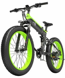 BEZIOR X1000 Folding Electric Bike Bicycle Panasonic 48V 12.8Ah Battery 1000W Motor 26 Inch Fat Tire Aluminum Alloy Frame Shimano 27-speed Shift Max Speed 40km/h IP54 100KM Power-assisted Mileage Range LCD Display IP54 Waterproof - Black Green -rockbros-shop BEZIOR E BIKES X1000 Parameters 1000W Motor 456567 0