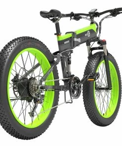 BEZIOR X1000 Folding Electric Bike Bicycle Panasonic 48V 12.8Ah Battery 1000W Motor 26 Inch Fat Tire Aluminum Alloy Frame Shimano 27-speed Shift Max Speed 40km/h IP54 100KM Power-assisted Mileage Range LCD Display IP54 Waterproof - Black Green -rockbros-shop BEZIOR E BIKES X1000 Parameters 1000W Motor 456567 2