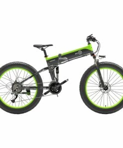 BEZIOR X1000 Folding Electric Bike Bicycle Panasonic 48V 12.8Ah Battery 1000W Motor 26 Inch Fat Tire Aluminum Alloy Frame Shimano 27-speed Shift Max Speed 40km/h IP54 100KM Power-assisted Mileage Range LCD Display IP54 Waterproof - Black Green