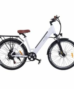 BEZIOR M3 Electric Bike 48V 500W Motor 32km/h Max Speed 10.4Ah Battery 60km Max Range 26*2.1'' CST Tires Shimano 7 Speed Gear - White