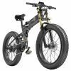 BEZIOR X-PLUS Electric Bike 1500W Motor 48V 17.5Ah Battery 26*4.0 Inch Fat Tire Mountain Bike 40Km/h Max Speed 200kg Load 130 KM Range LED Display IP54 Waterproof - Black