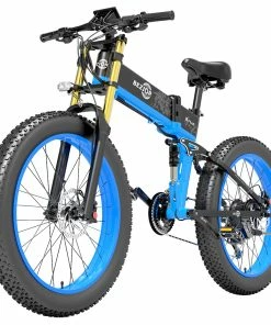 BEZIOR X-PLUS Electric Bike 1500W Motor 48V 17.5Ah Battery 26*4.0 Inch Fat Tire Mountain Bike 40Km/h Max Speed 200kg Load 130 KM Range LED Display IP54 Waterproof -Blue