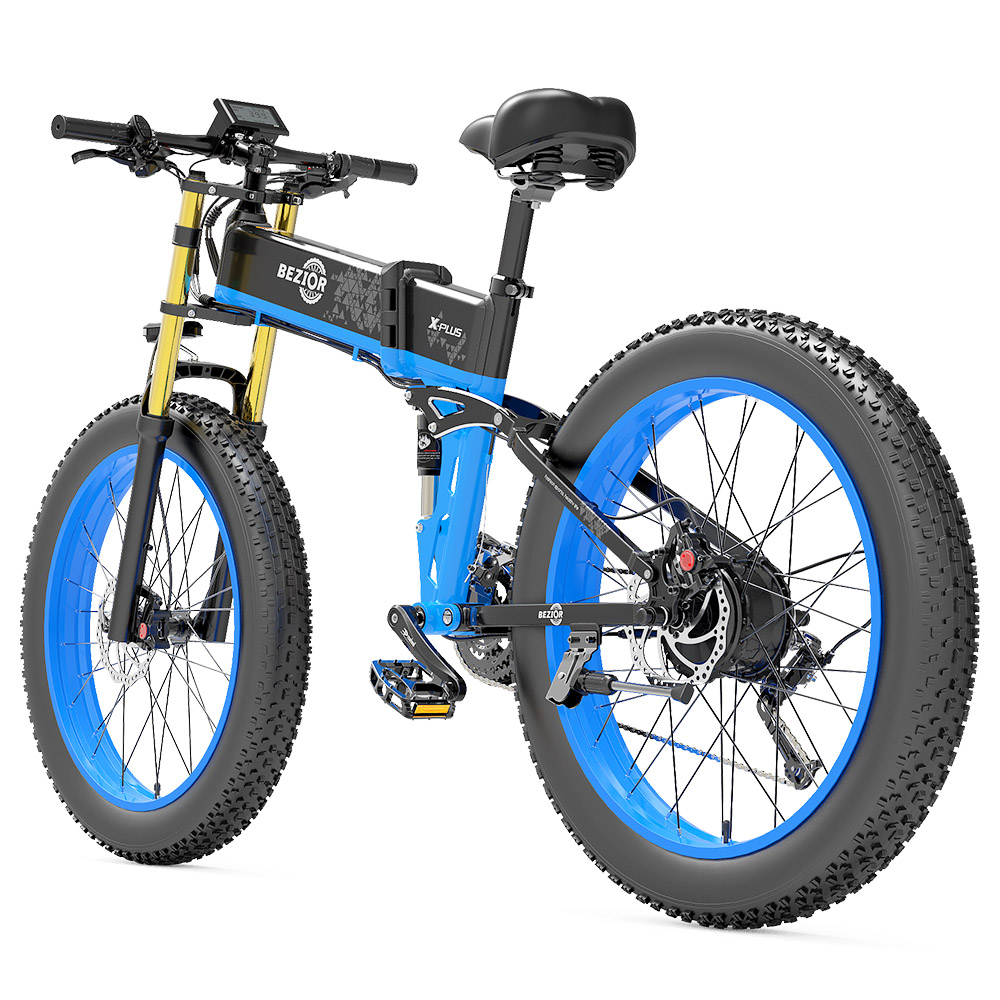 BEZIOR X-PLUS Electric Bike 1500W Motor 48V 17.5Ah Battery 26*4.0 Inch Fat Tire Mountain Bike 40Km/h Max Speed 200kg Load 130 KM Range LED Display IP54 Waterproof - Blue BEZIOR X-PLUS Electric Bike 1500W Motor 48V 17.5Ah Battery 26*4.0 Inch Fat Tire Mountain Bike 40Km/h Max Speed 200kg Load 130 KM Range LED Display IP54 Waterproof - Blue -rockbros-shop BEZIOR X PLUS Electric Bike 1500W Motor 48V 17 5Ah Battery Blue 519230 4