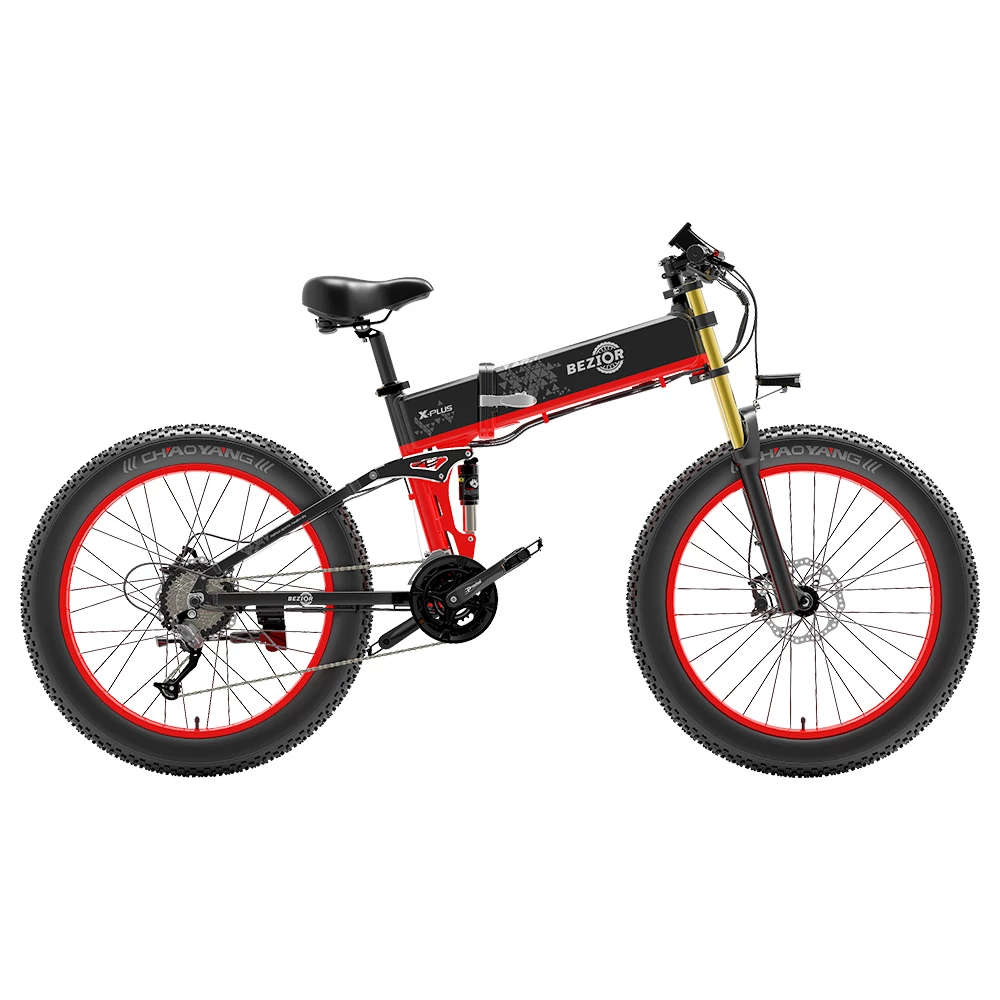 BEZIOR X-PLUS Electric Bike 1500W Motor 48V 17.5Ah Battery 26*4.0 Inch Fat Tire Mountain Bike 40Km/h Max Speed 200kg Load 130 KM Range LED Display IP54 Waterproof - Red 4 BEZIOR X-PLUS Electric Bike 1500W Motor 48V 17.5Ah Battery 26*4.0 Inch Fat Tire Mountain Bike 40Km/h Max Speed 200kg Load 130 KM Range LED Display IP54 Waterproof - Red - Image 2